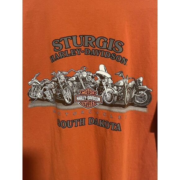Harley Davidson Sturgis Collard Polo T-Shirt Orange Made In USA Mens Size Large - Picture 9 of 9